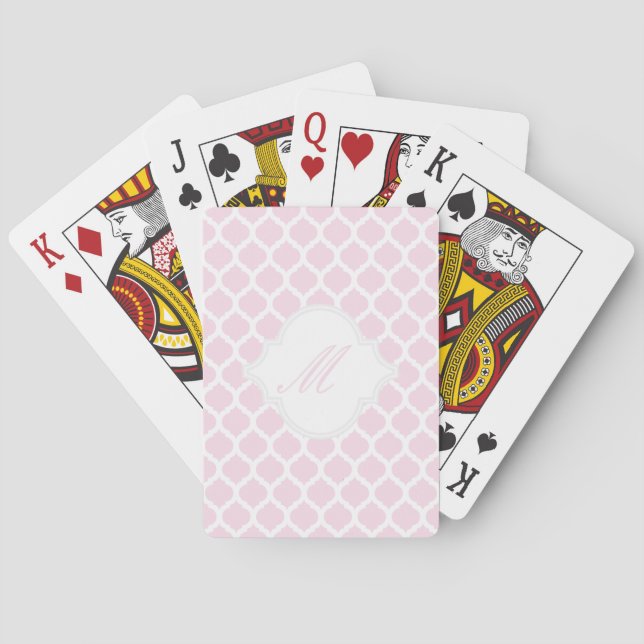 Baraja De Cartas Patrón marroquí rosado con tarjetas de reproducció (Reverso)