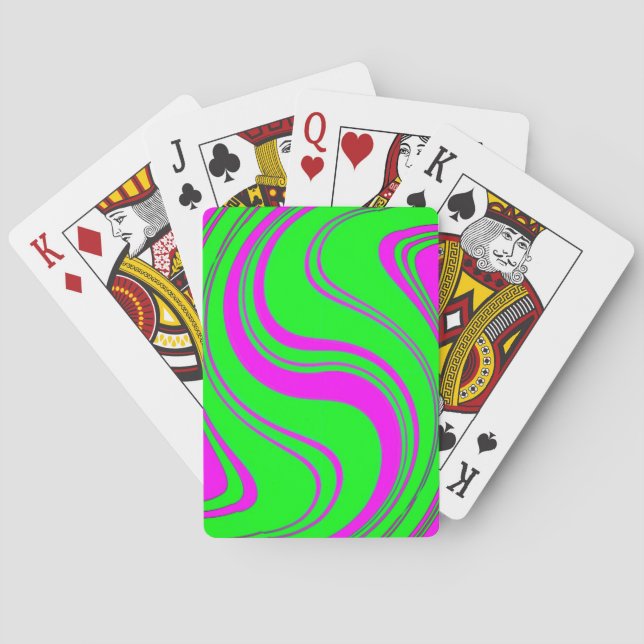 Baraja De Cartas patrón moderno de ondas fluorescentes (Reverso)
