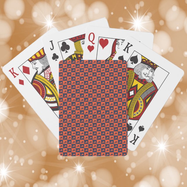 Baraja De Cartas Patrón naranja y azul del estado de Virginia en EE (A deck of playing cards with a pattern of Virginia done in orange and blue.)