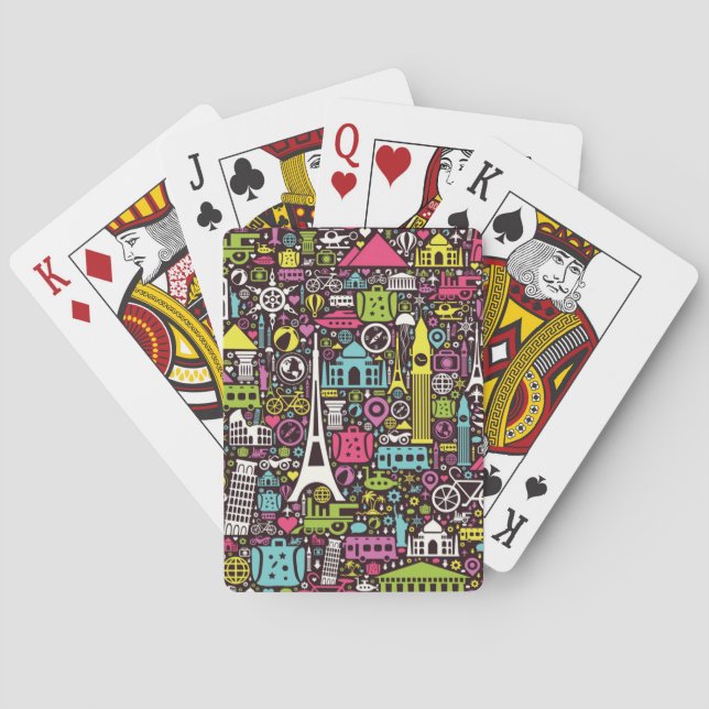 Baraja De Cartas Patrón Neon World Icons (Reverso)