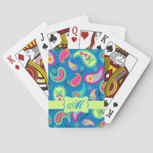Baraja De Cartas Patrón paisley moderno azul turquesa verde