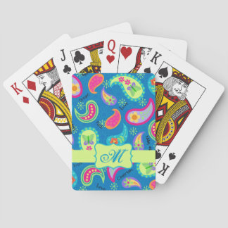 Baraja De Cartas Patrón paisley moderno azul turquesa verde