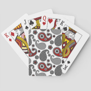 Baraja De Cartas Patrón paisley, negro, blanco y rojo