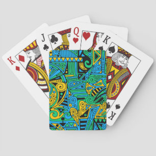 Baraja De Cartas Patrón Pintado A Mano Y Digitalmente Art. 21