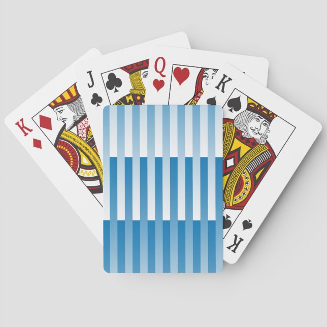 Baraja De Cartas Patrón rayado azul blanco (Reverso)