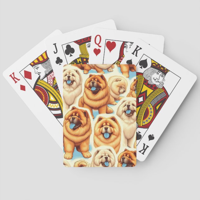 Baraja De Cartas Patrón retro de brillo de chow-chow (Reverso)