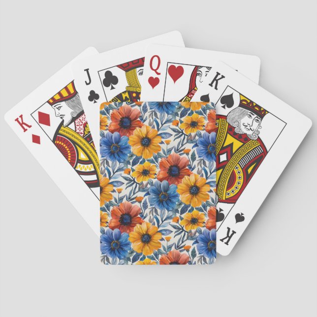 Baraja De Cartas Patrón retro de moda rústica floral (Reverso)