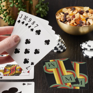 Baraja De Cartas Patrón retro negro rojo amarillo verde personaliza