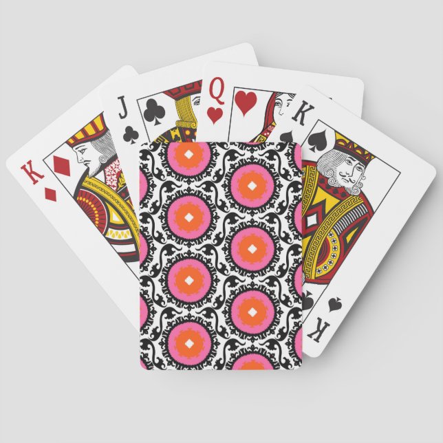 Baraja De Cartas Patrón rosa Suzani (Reverso)