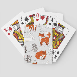 Baraja De Cartas Patrón sin soldadura de conejo de invierno
