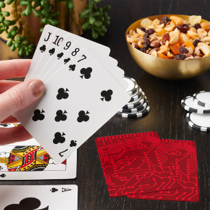 Baraja De Cartas Patrón tecnológico de placa de circuito rojo retro