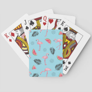 Baraja De Cartas Patrón trendy de flamenco tropical y sandía