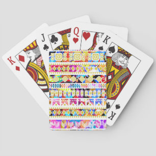 Baraja De Cartas Patrón tribal azteca de colores lindo