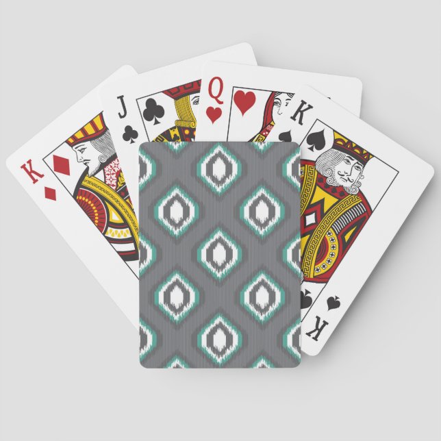 Baraja De Cartas Patrón tribal geométrico retro ikat (Reverso)