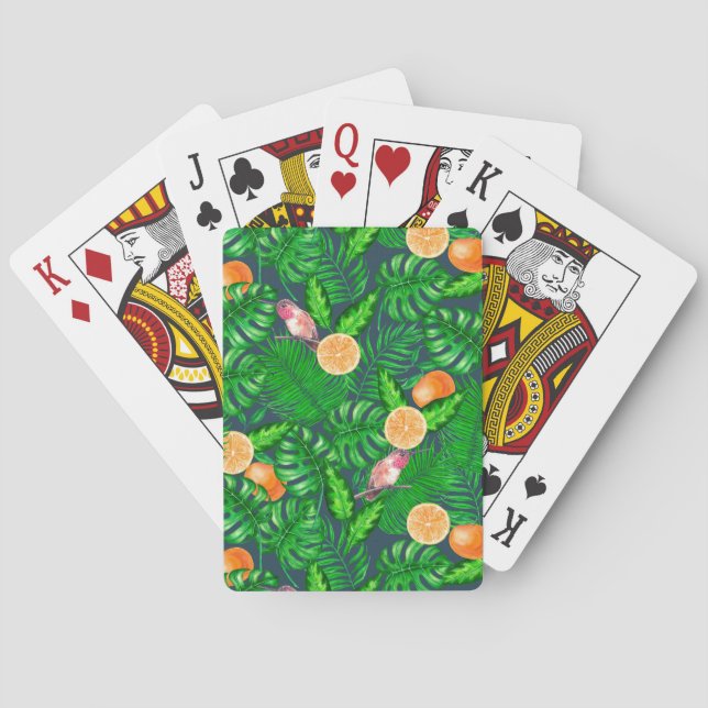 Baraja De Cartas Patrón tropical, colibríes (Reverso)