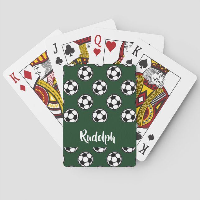 Baraja De Cartas Patrón verde de bolas de fútbol (Reverso)