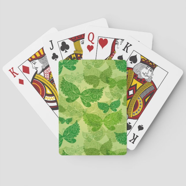 Baraja De Cartas Patrón verde de primavera (Reverso)