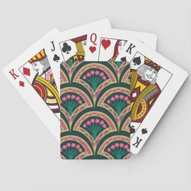 Baraja De Cartas patrón verde en forma de concha (Reverso)