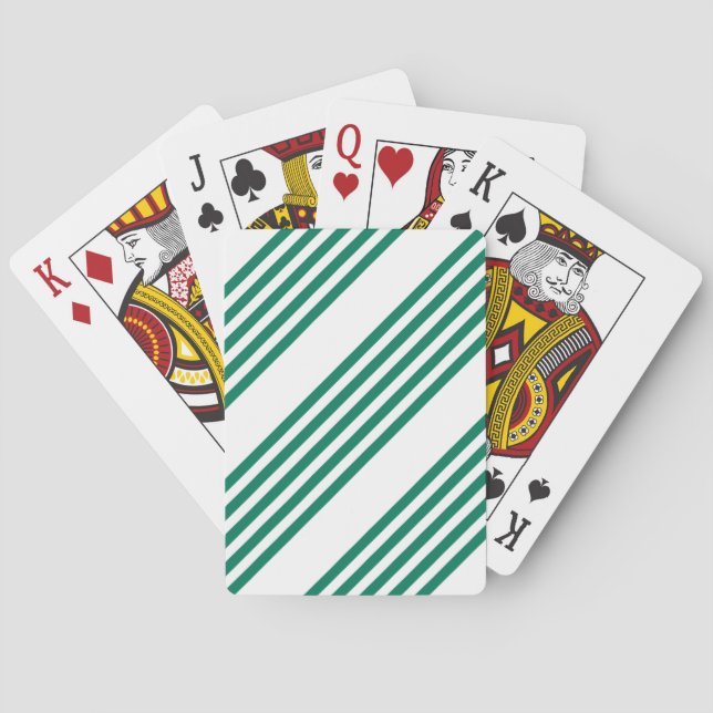 Baraja De Cartas Patrón verde y blanco de cinco rayas (Reverso)