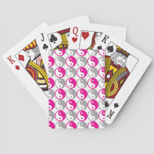 Baraja De Cartas Patrón yin yang gris y rosa