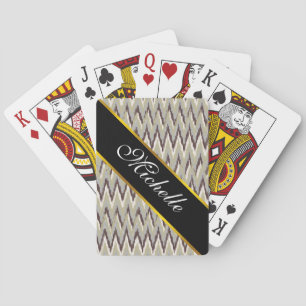 Baraja De Cartas Patrón ZigZag de café y salvia