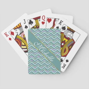 Baraja De Cartas Patrón ZigZag del Relieve metalizado arcoiris