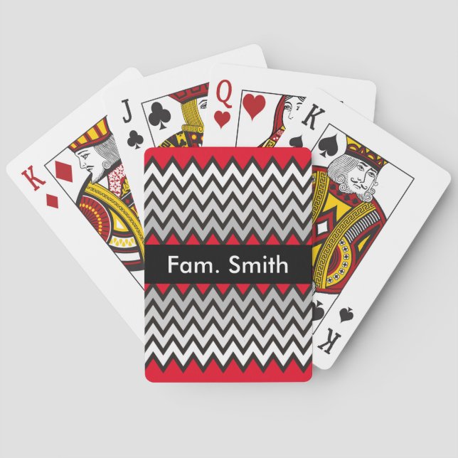 Baraja De Cartas Patrón ZIGZAG - gris blanco negro + tu idea (Reverso)