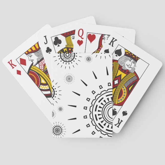 Baraja De Cartas Patrones de ráfagas negras sobre blanco (Reverso)