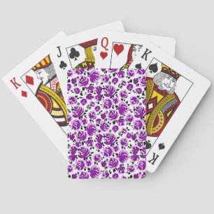Baraja De Cartas Patrones de rosas violetas y blancos