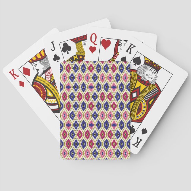 Baraja De Cartas Patrones geométricos: Ilustra textil tradicional (Reverso)