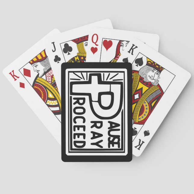 BARAJA DE CARTAS PAUSA PRAY PROCEDE (Reverso)