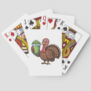 Baraja De Cartas Pavo Amantes del Matcha de Acción de Gracias