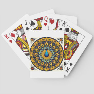 Baraja De Cartas Pavo decorativo sobre fondo blanco