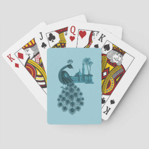 Baraja De Cartas Pavo real azul romántico