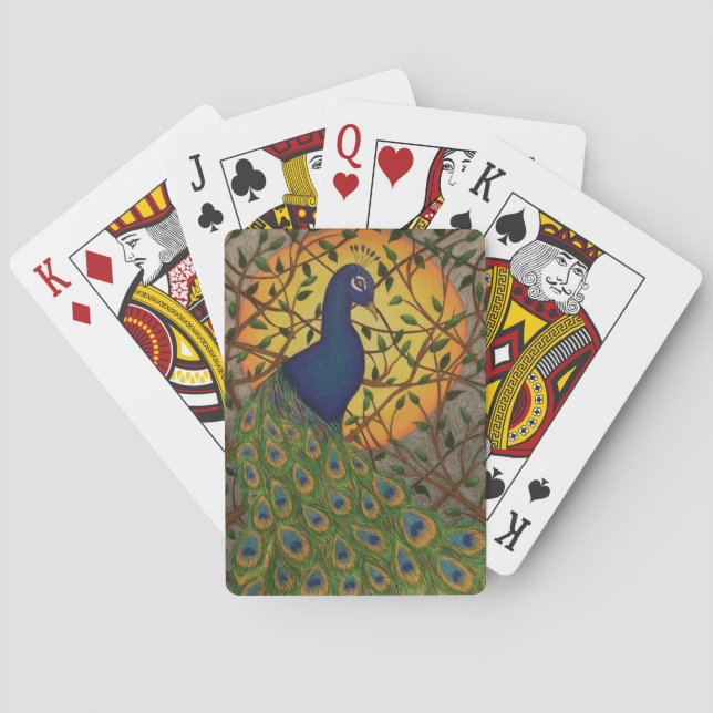 Baraja De Cartas "Pavo real de la noche " (Reverso)