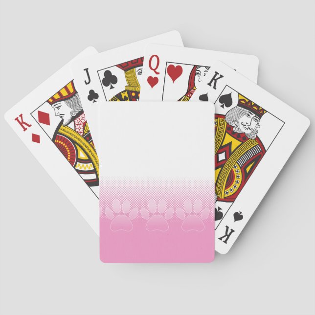 Baraja De Cartas Paws Rosados Y Blancos Con Fondo De Prensa (Reverso)