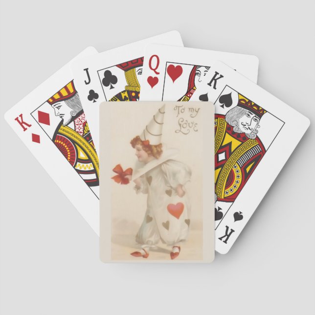 Baraja De Cartas Payaso de la tarjeta del día de San Valentín del (Reverso)