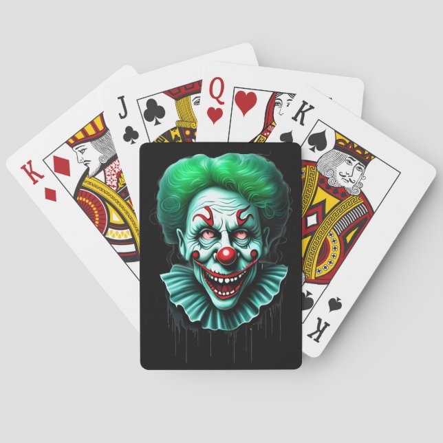 Baraja De Cartas Payaso de pelo verde espeluznante (Reverso)
