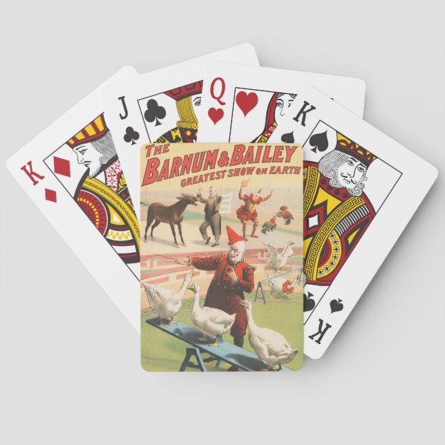 Baraja De Cartas Payasos Con Geese, Roosters Y Donkey. (Reverso)