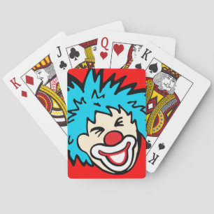 Baraja De Cartas Payasos rojos rojos azul niños divertidos jugando