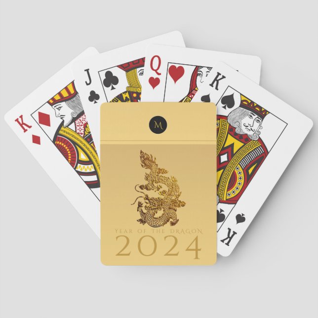 Baraja De Cartas PC monogramas elegantes de 2024 para el año del dr (Reverso)