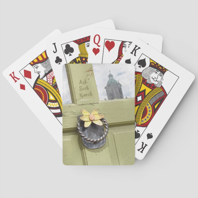 Baraja De Cartas Pedir tarjetas de reproducción de puertas antiguas (Reverso)