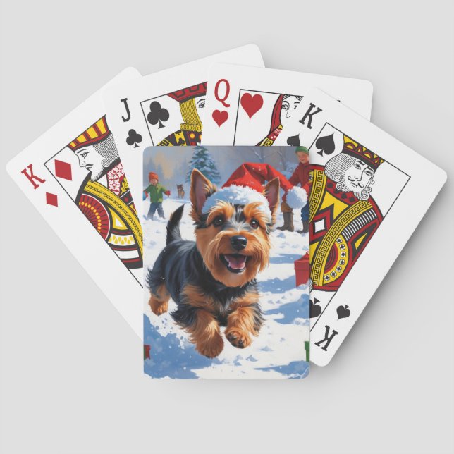 Baraja De Cartas Peligro escocés con nieve con Gorra Navidad (Reverso)