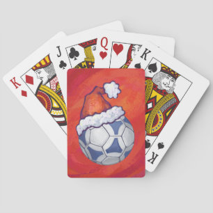Baraja De Cartas Pelota de fútbol azul y blanca en rojo