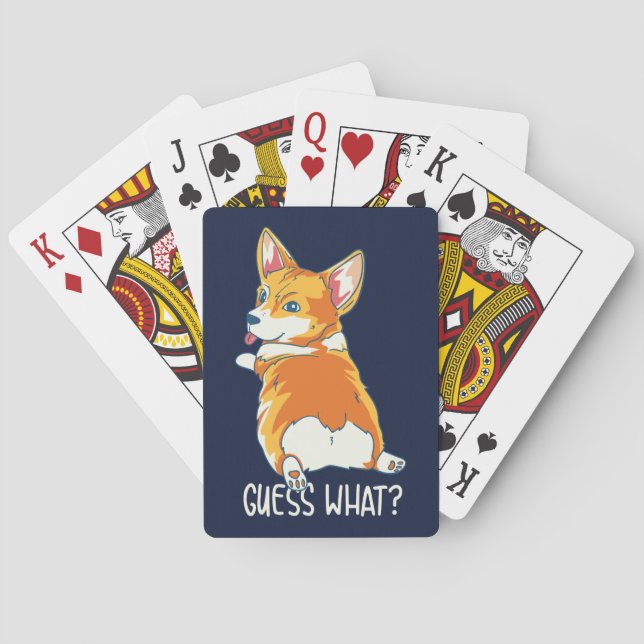 Baraja De Cartas Pembroke Corgi, galés, pero adivina qué broma (Reverso)