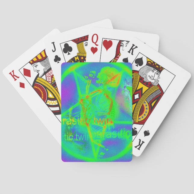 Baraja De Cartas Penatgrama eléctrico verde (Reverso)