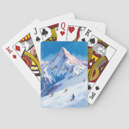 Baraja De Cartas Pendientes de Montaña de Esquí Invierno Acuarela