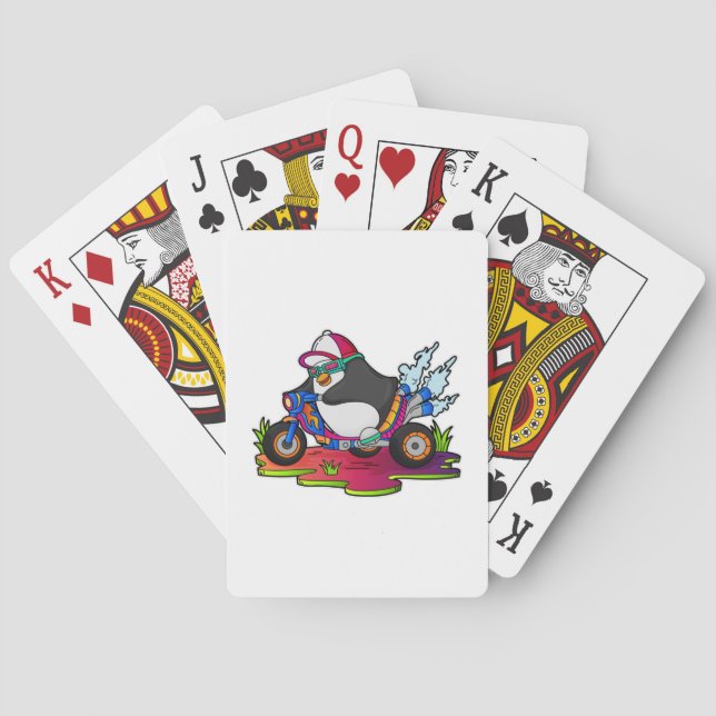 Baraja De Cartas Penguin as Biker with Motorcycle (Reverso)