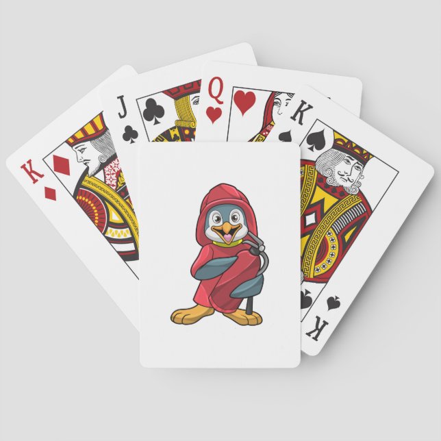 Baraja De Cartas Penguin as Firefighter with Extinguisher (Reverso)