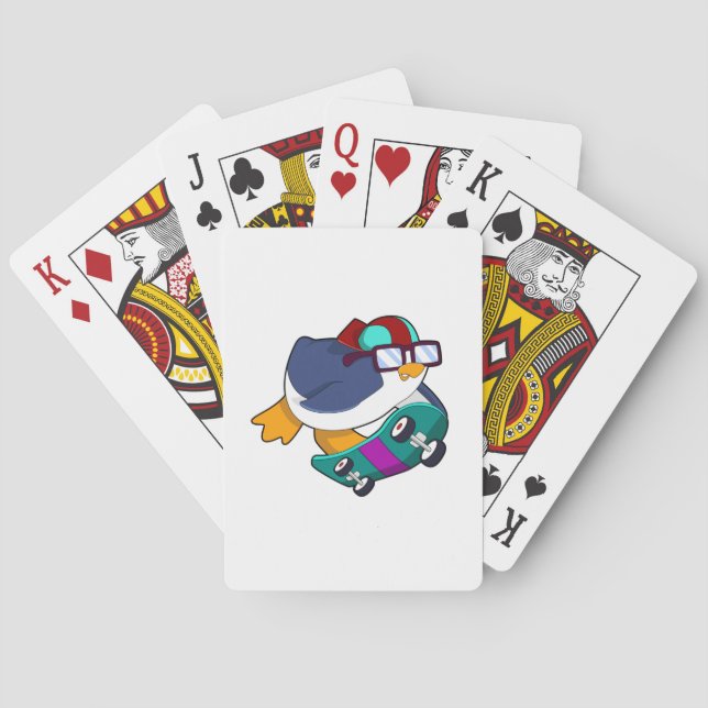 Baraja De Cartas Penguin as Skater with Skateboard (Reverso)
